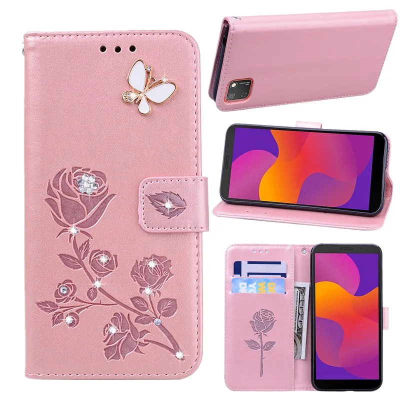 Stand Flip Phone Case for Huawei Honor 9S 5.45 inch DUA-LX9 Honor9S 9 S Bling PU Leather Cover for Huawei Y5P DRA-LX9 Y5 P Cases
