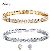 HIYONG Модный Блестящий Кристалл теннисные браслеты для женщин кубический цирконий серебряный золотой цвет браслет свадебные ювелирные изделия подарок