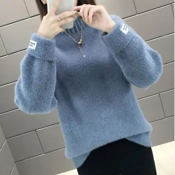 

Casual Long Sleeve Sweaters Slim Knitted Pullovers Women Turtleneck Sweaters