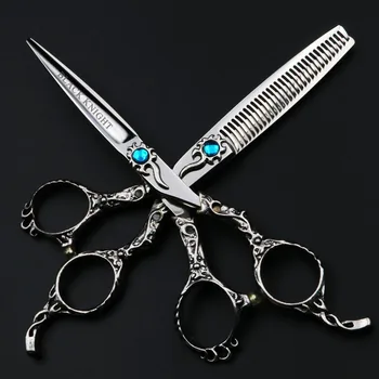 

6 Inch Professional Hair Scissors Hairdressing Beauty Salon Cutting and Thinning Set Barber Shears Tools