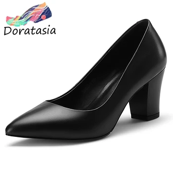 

DORATASIA Brand Leisure Girl Pointed Toe Slip On Shallow Solid Pumps Spring Pumps Women High Heel Casual Office Shoes Woman