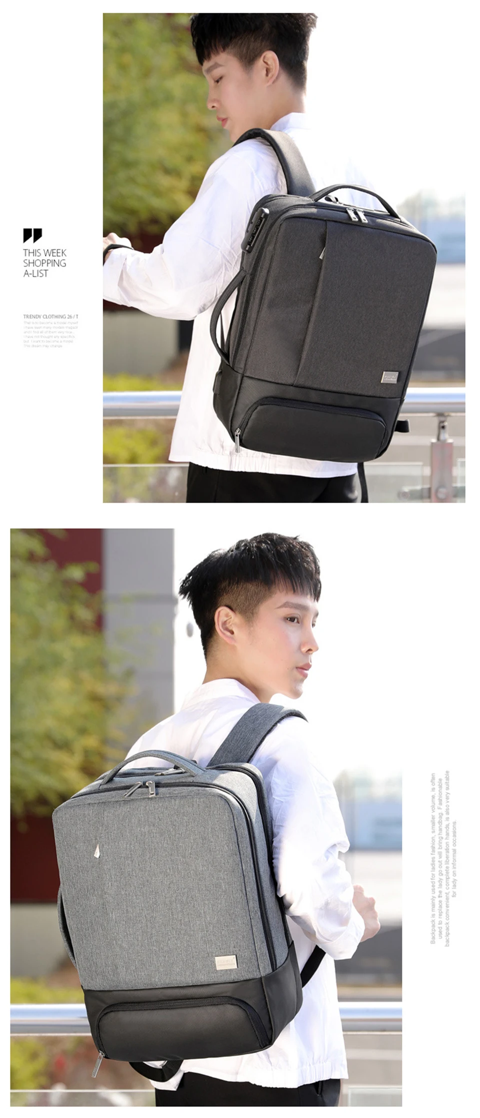 Mens Backpack Laptop Backpacks 17 Inch 15.6'' Anti Theft Male Business Bags Notebook Trip Back Pack Office Women Travel Bagpack (23)