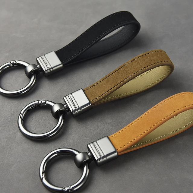 2021 Luxury Matte Leather Keychain Car Key Ring Clip Circle Buckle