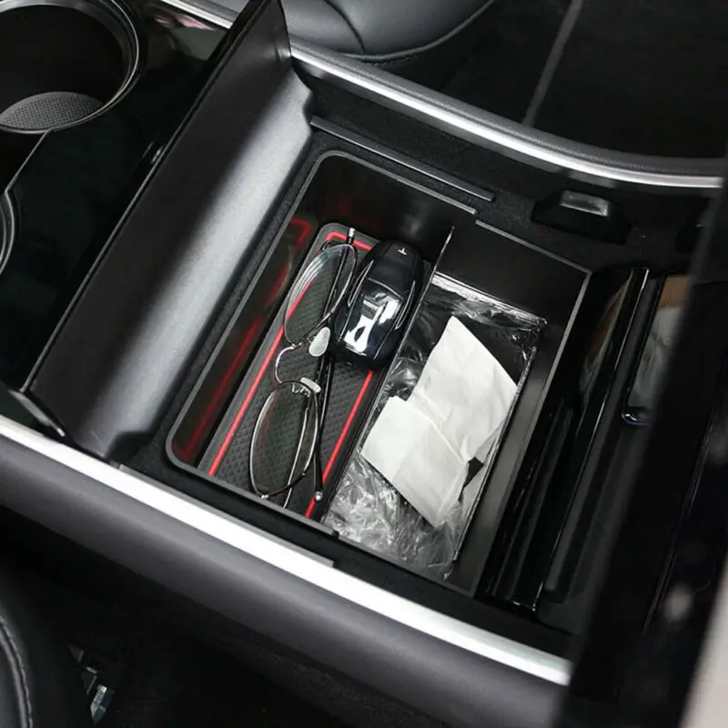 Автомобильная центральная консоль 2 уровня хранение мусора Коробка лоток для Tesla модель 3 мусорная урна Органайзер коробка для хранения