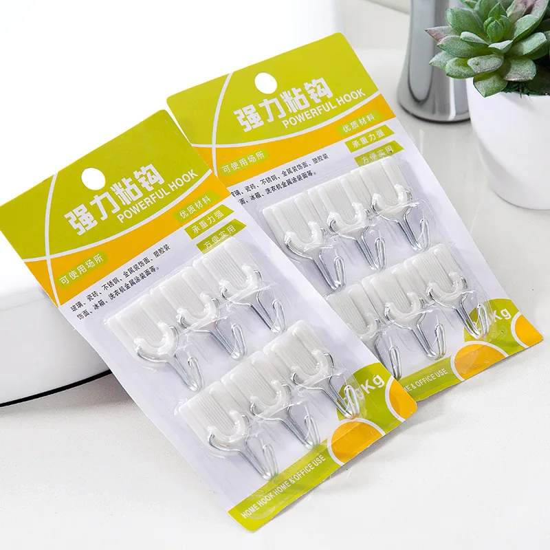

6 Pcs/Set Kitchen Bathroom Plastic Adhesive Hook Wall Sticky Mount Hanger Rack
