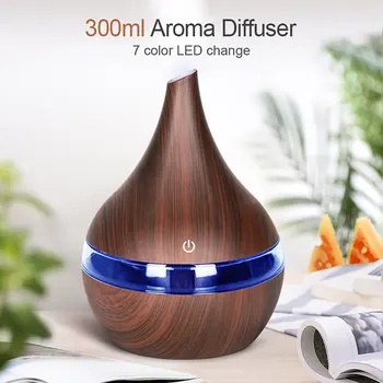 

5V 300ml USB Air humidifier Electric Aroma air diffuser wood Ultrasonic Essential oil Aromatherapy cool mist maker for home Car