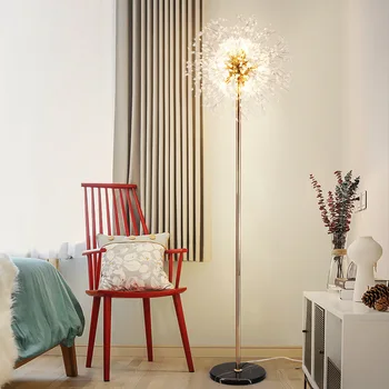 

Post-modern Living Room Floor Lamp Dandelion Creative Wooden Floor Lamp Christmas Light Up Led Tree Bedroom Stands LED Lamp