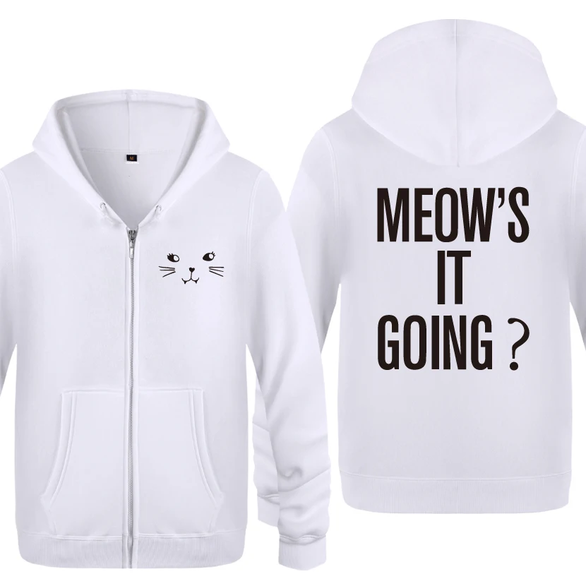 MEOW's IT GOING свитшоты с буквенным принтом Мужские мужские флисовые толстовки с капюшоном на молнии кардиганы - Цвет: BAY HET