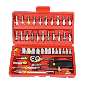 

46-Piece Auto Repair Kit Tool Professional Car Maintenance Car Sleeve Car Repair Kit Set Chrome Vanadium Steel