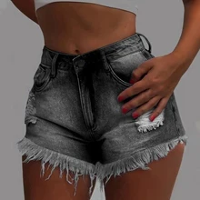 Женские винтажные, с дырами джинсовые шорты с бахромой Для женщин Повседневное с карманами и высокой посадкой джинсовые шорты новое летнее платье для девочек, платье для девочек Соблазнительные шорты D30