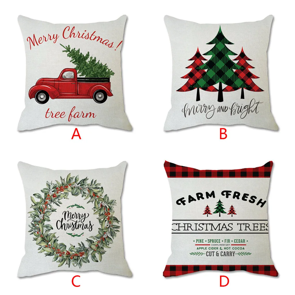 

Christmas Cushion Cover 45*45 Christmas Cotton Linen Throw Pillow Case Cushion Cover Home Sofa Sofa Home Decoration Pillowcase