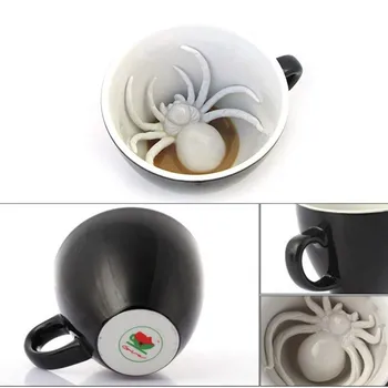 

Ceramic Spider Cups Novel Creature Cups Skull 3D Mug Cup Hidden Animal Inside Halloween Birthday Gift For Coffee Tea Lovers