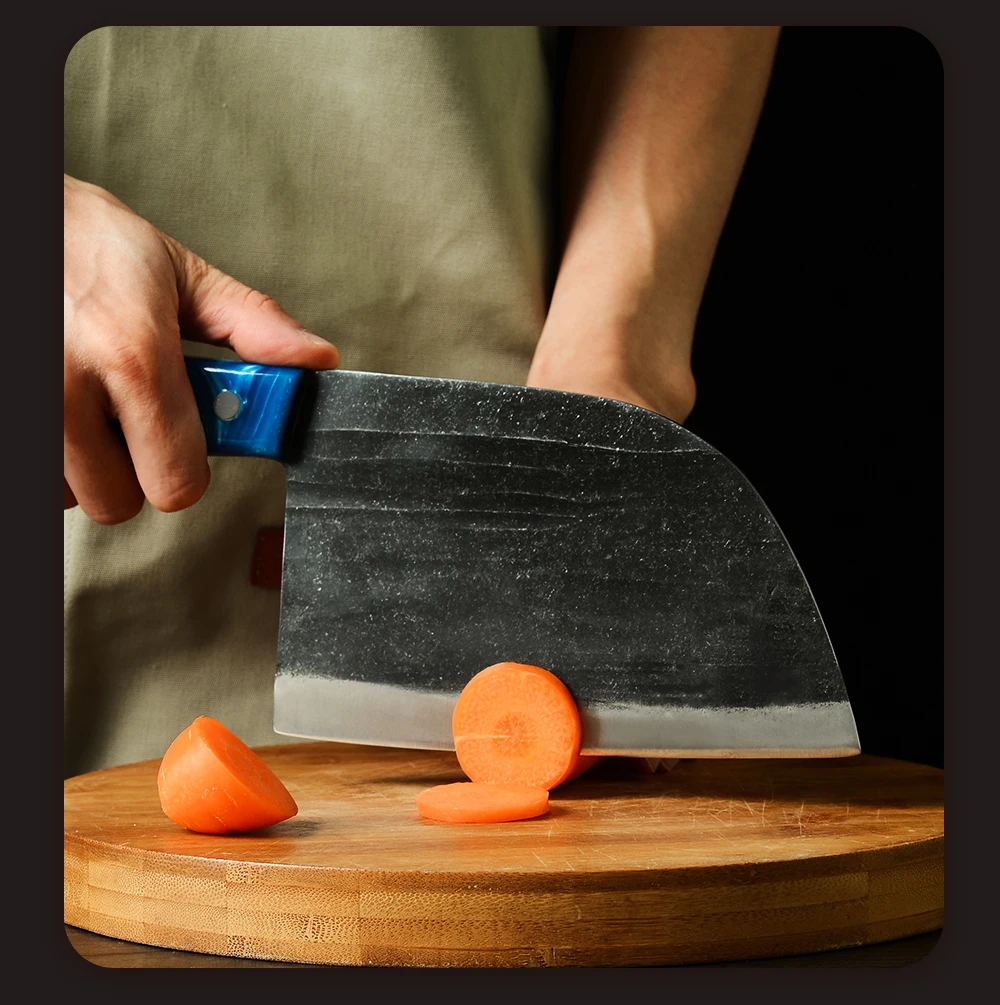 4cr13蓝色树脂柄石洗面7寸锻打屠夫刀详情 (5)