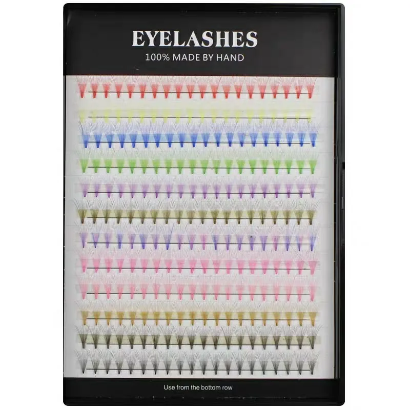 

big capacity 1 tray 12 mixed colors 10d russian volume lash color fans colourful C curl color 100% handmade silk false eyelashes