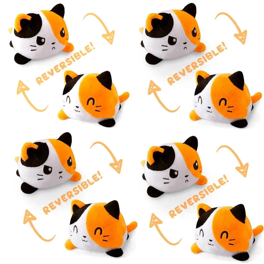 

Reversible Flip Cat Plush Stuffed Doll Soft Simulation Plush Toy Double-sided color and mood Gato Peluche pulpo child toy