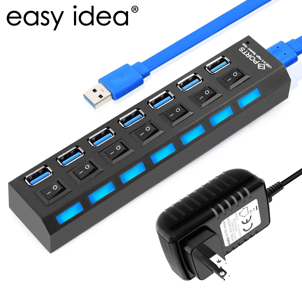 USB 3 0 разветвитель с портом 4/7 и адаптером питания | Компьютеры офис