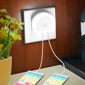 

EU/US/UK Plug Dual USB Energy-Saving Light Sensor LED Nightlight Home Bedroom Plug-in Lamp Nightlight Lamp For Kid Living Room