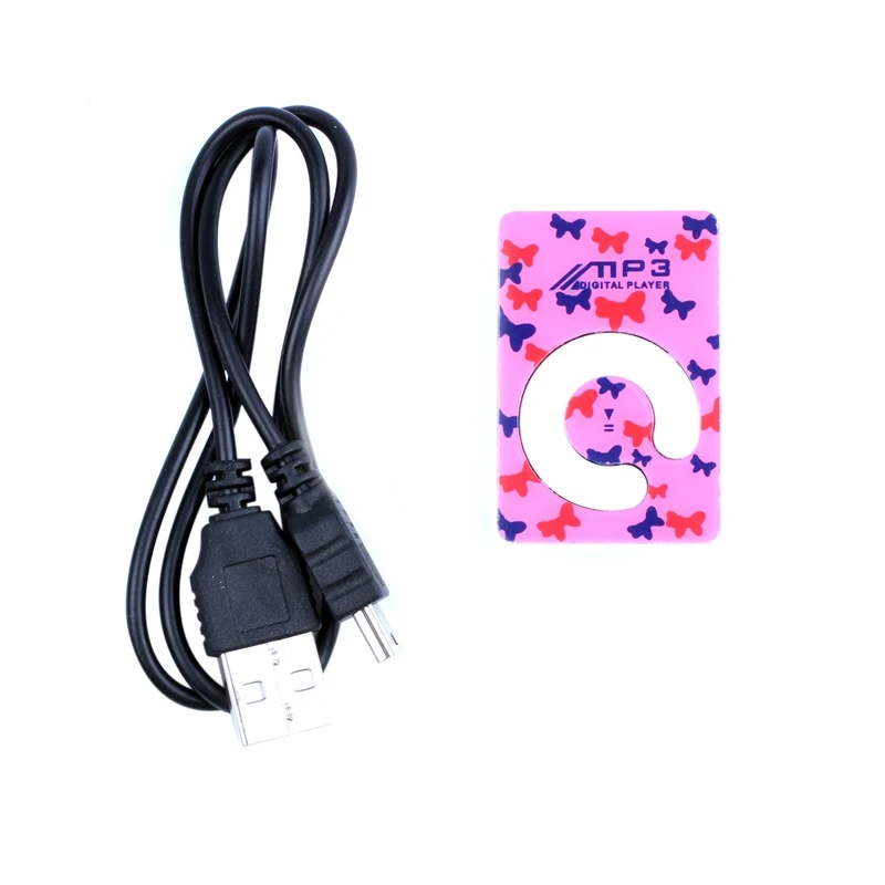 1-8 ГБ Micro-SD TF Поддержка моды мини клип пластиковый USB MP3 музыкальный медиаплеер розовый
