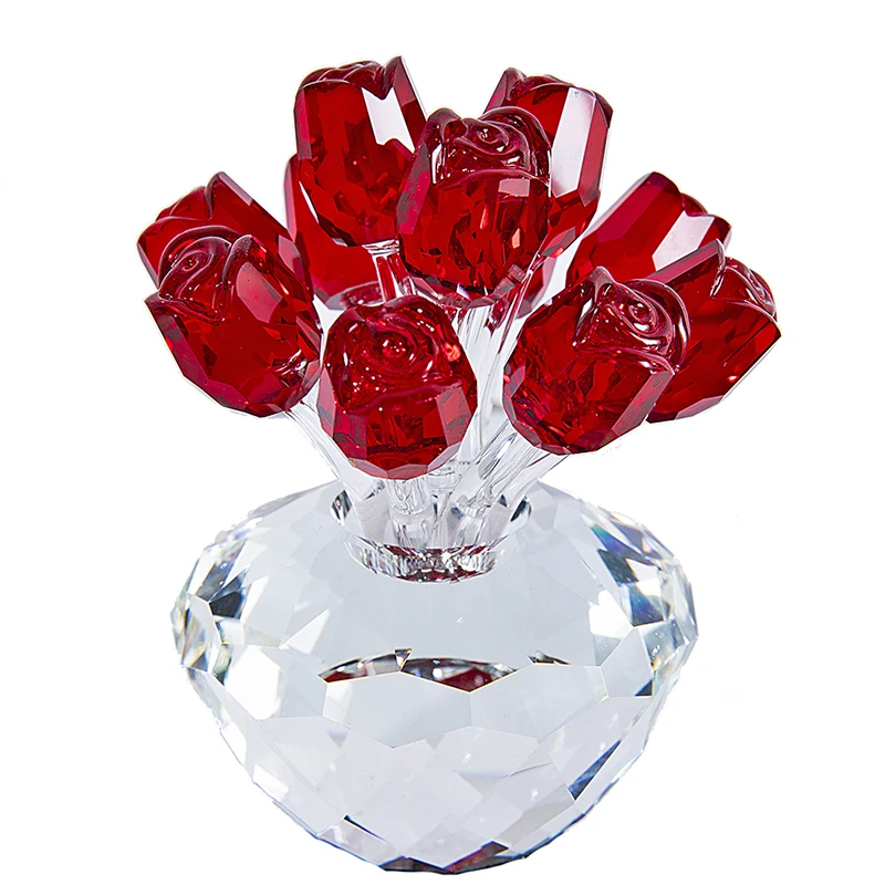 H& D хрустальные статуэтки красной розы букет цветы коллекционные художественные стеклянные ремесла домашний Свадебный декор орнамент Рождественский подарок сувенир - Цвет: type 10