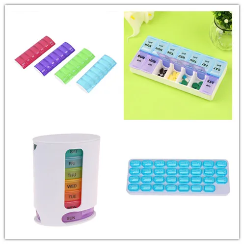 Weekly/Month Pill Organizer Tablet Pill Storage Box Plastic Portable Medicine Box Splitters Case Health Care Tool 4 Styles Hot
