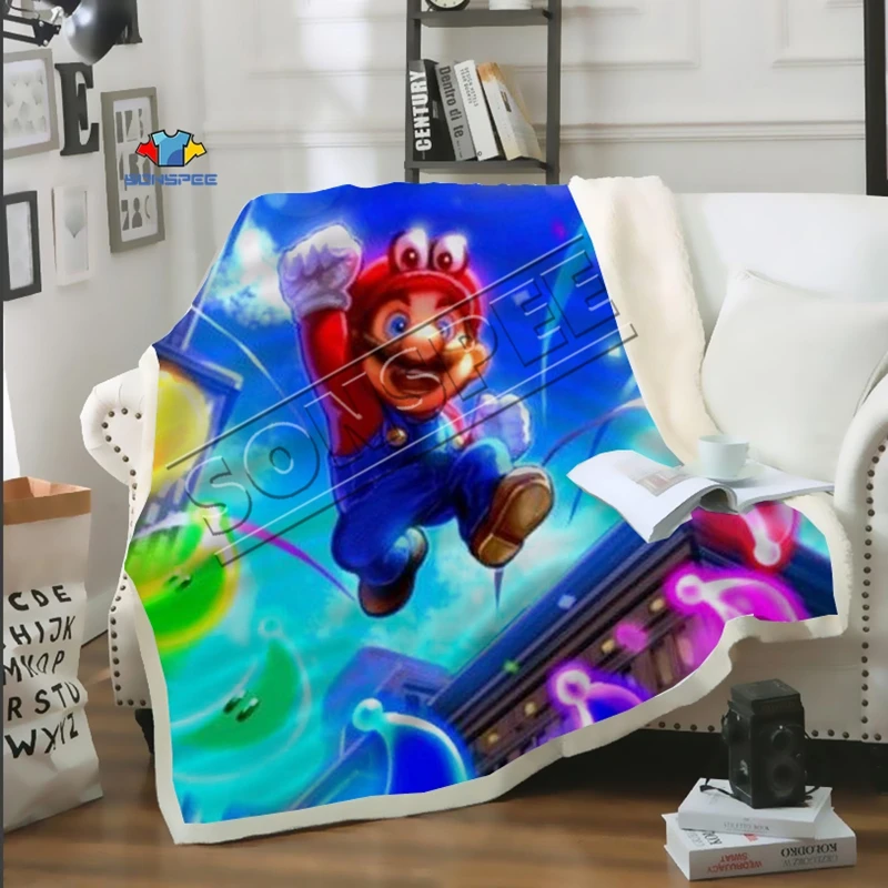 Mario Bros диван в стиле аниме, молодежное постельное белье с рисунком, набивное одеяло, покрывало для мальчиков и девочек, одеяло для путешествий, диван, одеяло Mario