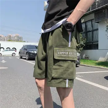 

Casual Shorts Men Summer Jogger Board Short Bottoms Breathable Elastic Waist Plus Size Beach Shorts Cargo Multiple Pockets Short
