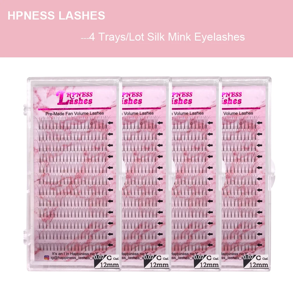 

3D/4D/5D Premium Volume Fans Makeup Eyelashes Extension 4Trays Individual Pre-Fanned Natural Classic 100% Hand-Made For Salon