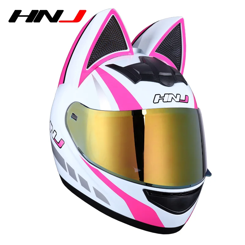 Mencionar limpiador respuesta HNJ casco de motocicleta con orejas de gato para hombre y mujer, casco de  seguridad para carreras de motos, cobertura completa - AliExpress