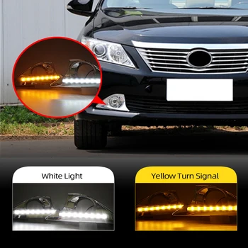 

Car Flashing 1 Set drl For Toyota Camry 2012 2013 2014 LED DRL Daytime Running Lights Daylight Fog light cover with Turn Signal