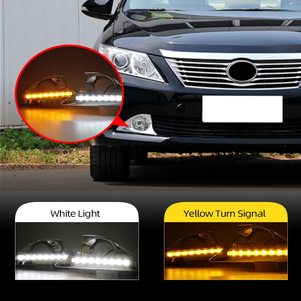 Автомобильные мигающие дневные ходовые огни для Toyota Camry 2012 2013 2014 светодиодный ные