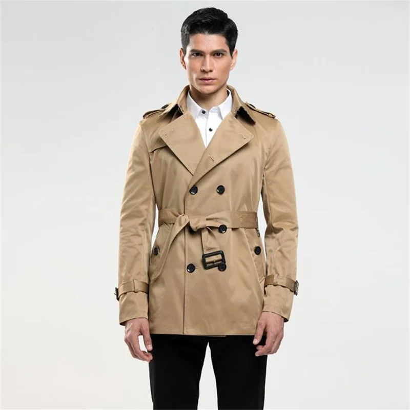 Mens Trench Coats Man Short Double 