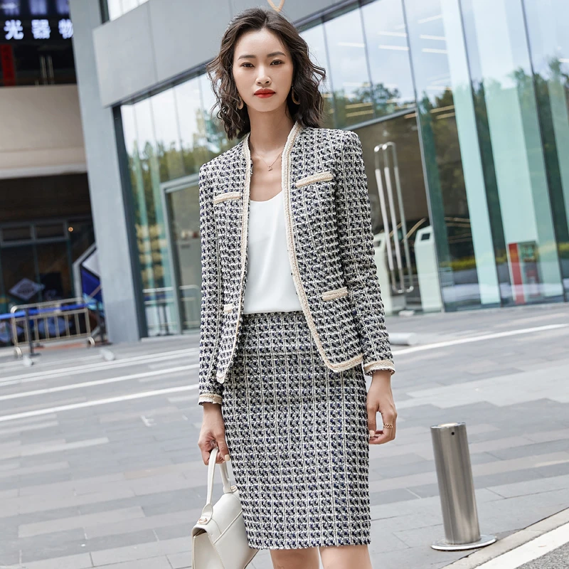 

Long Sleeve OL Styles Formal Women Business Suits with Skirt and Jackets Coat Ladies Professional Blazers Set