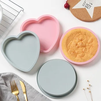 

6 Inch Silicone Small Green Plate Cake Mold Round Love Layered Rainbow Baking Tray Christmas Mold Cake Tool