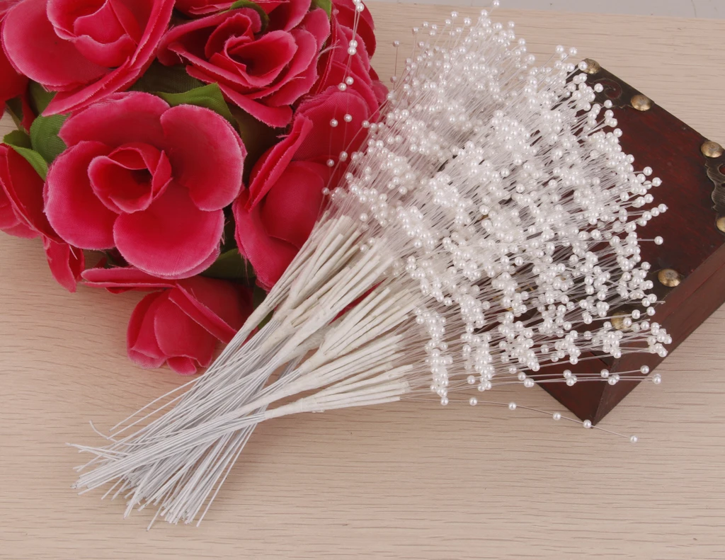 100 Stems Faux Pearl Spray Beads Wire Stems Wedding Bridal Flower Bouquet Party Table Decor