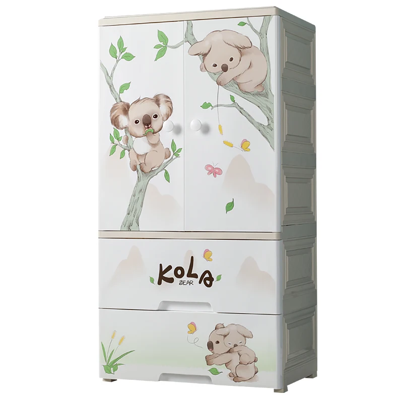 

Thickened plastic children's clothes storage cabinet baby wardrobe drawer lockers combination storage cabinet door open cabinet