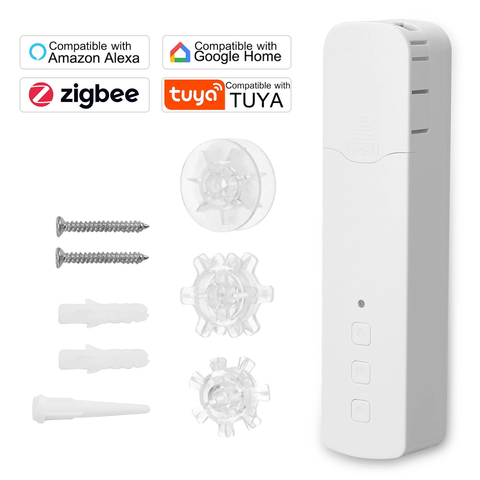Motor de cortina de cuentas ZigBee M515EGZT, motores de cortina eléctricos inteligentes, Control por voz con aplicación móvil para Alexa y Google