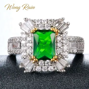 

Wong Rain Vintage 100% 925 Sterling Silver Emerald Gemstone Wedding Engagement Party Ring Fine Jewelry Wholesale Drop Shipping