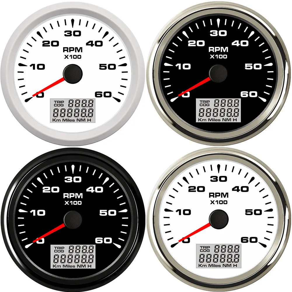 Водонепроницаемый 85 мм Тахометр для автомобиля, лодки, Морской Тахометр, ЖК-часы, 6000 об/мин Метр, 7 цветов, подсветка для Audi A4 BMW E46