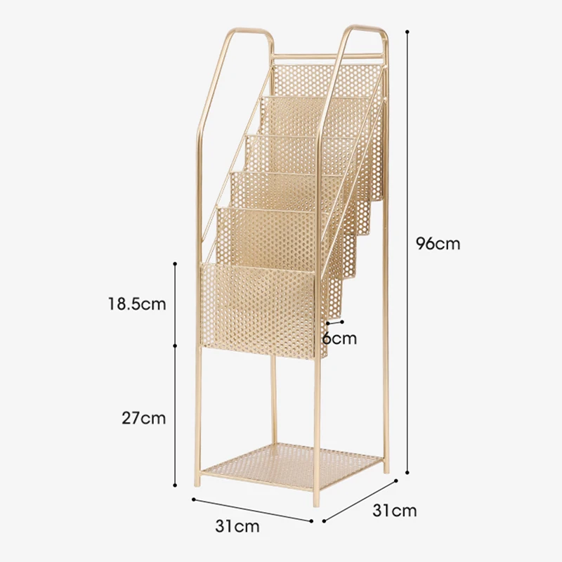 Floor Display Rack Nordic Metal Magazine Newspaper Shelf Office Newsprint Bookshelf Golden Black White Shelve Home Furniture