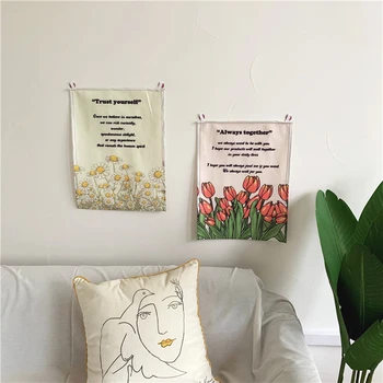 

Korea Tulip Daisy Tapestry Wall Bedroom Decor Decoracion Chic Tapestries Boho Decor Home Window Tapestry Wall Hanging