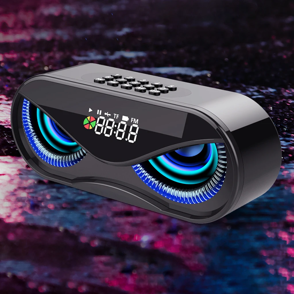 Bluetooth5.0 Multi-functional Wireless Speaker Outdoor Handfree Call Portable Multifunction Speaker with FM Radio Clock TF Card