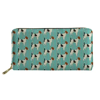 

THIKIN PU Leather Wallets with Jack Russell Terrier Dog Print Long Purse Ladies Clutch Money Bags Organizer Custom Wallet Female