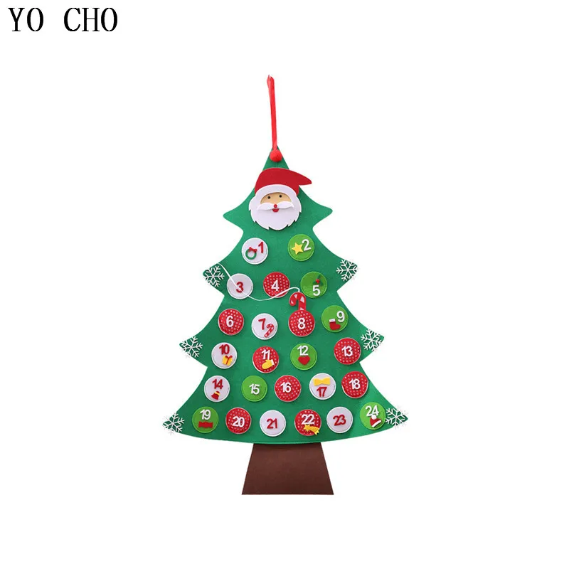 

YO CHO Высококачественная Рождественская елка форма Advent календарь съемный Войлок Рождественская елка Дети DIY висячий орнамент