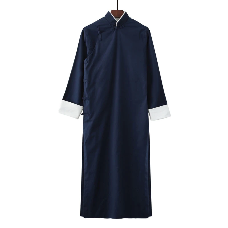 9 Colors Chinese Style Traditional Kung Fu Retro Male Tang Suit Gown Crosstalk Performance Tunic Suit Pure Cotton Linen Gown Chinese Traditional Suit