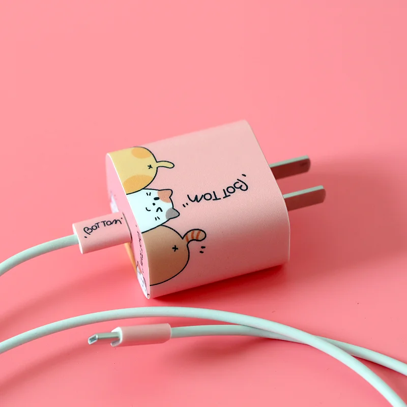 Прекрасный мультяшный usb-кабель DIY наклейки для зарядного устройства защитный чехол шнур защита провода крышка для Ipad 11 12 iPhone pro 11 Max зарядное устройство