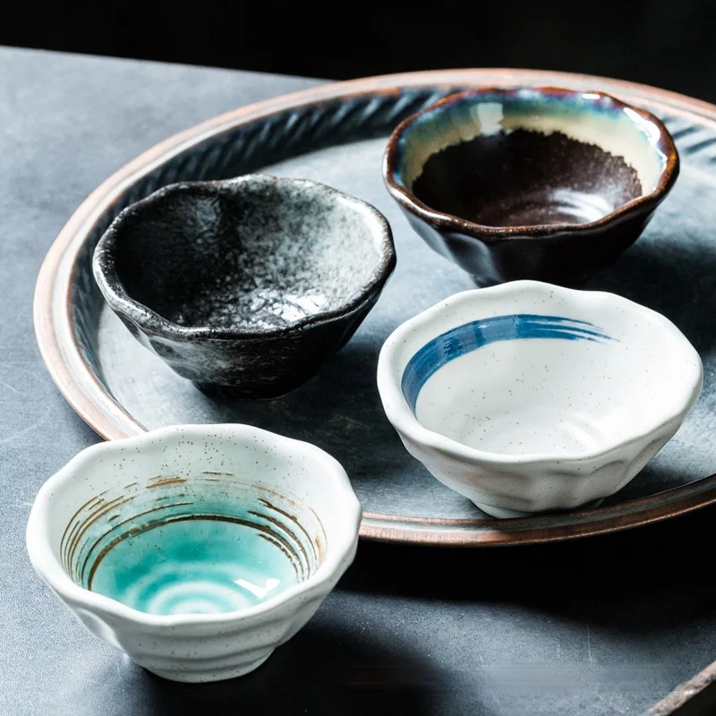 Japanese Style Small Seasoning Dishes Irregular Shaped Vinegar Dish Ceramic Side Dipping | Дом и сад