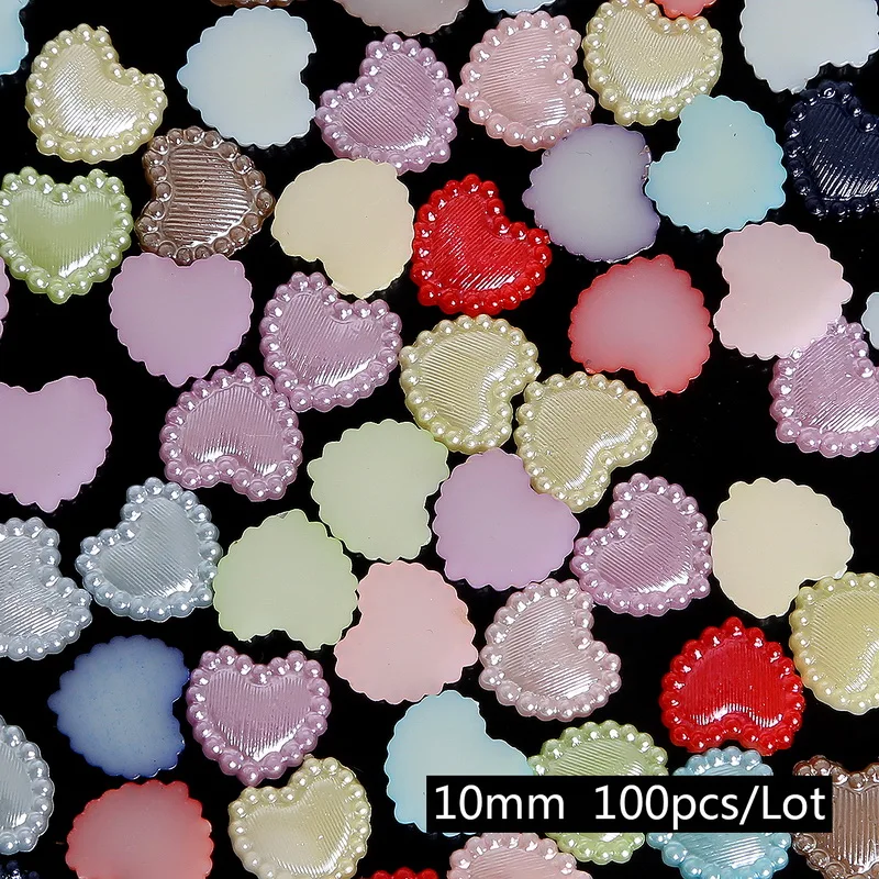 10mm with heart 50-1000 шт смешанные цвета размер полукруглые жемчужные бусины Ремесло Кабошон Украшение для альбома Flatback Дизайн Ногтей Бисер для одежды DIY - Цвет: 10mm with heart
