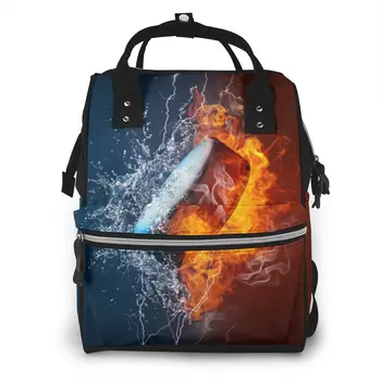 

Fire And Water Ice Hockey Puck Diaper Bag Mummy Maternity Baby Bags Travel Baby Nappy Changing Backpack Women Stroller Organizer