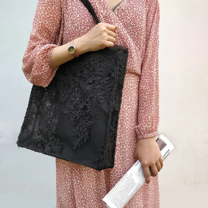Модная сумка, женская сумка на плечо, большая емкость, полый дизайн, соломенная винтажная пляжная Женская Повседневная сумка, кружевные новые сумки