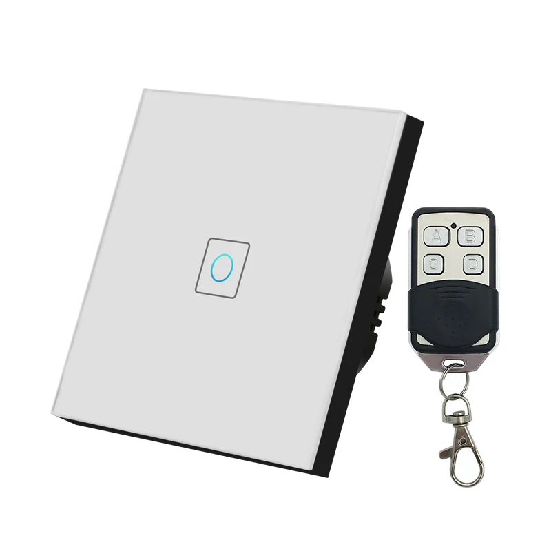 Стандарт ЕС сенсорный выключатель 1 комплект 1 способ дистанционного управления настенный светильник переключатель, RF 433 умный переключатель с кристальной стеклянной панелью - Цвет: white 1 gang
